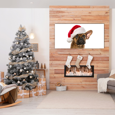 Cuadro en vidrio Navidad del perro del dogo