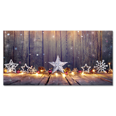 Cuadro en vidrio Estrellas luces de Navidad adornos
