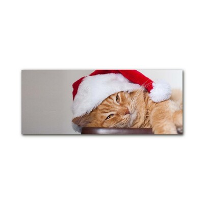 Cuadro en vidrio Gato del sombrero de Santa de Navidad