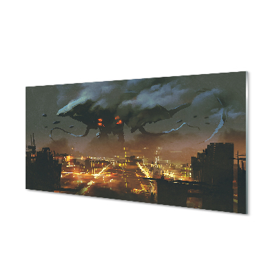 Paneles de vidrio Ciudad por la noche el monstruo de humo