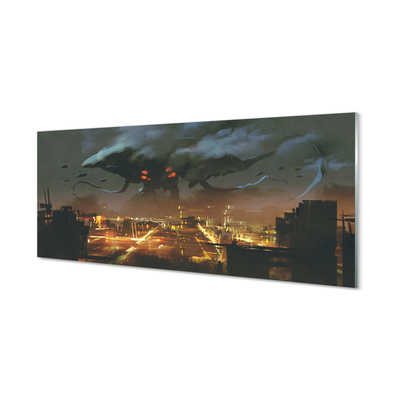 Paneles de vidrio Ciudad por la noche el monstruo de humo