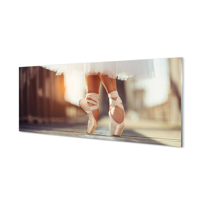 Paneles de vidrio Zapatillas de ballet blancas piernas de la mujer