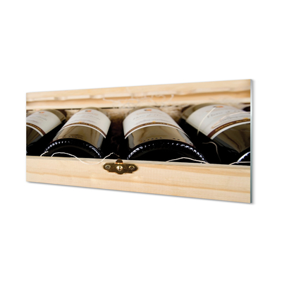 Paneles de vidrio Botellas de vino en una caja
