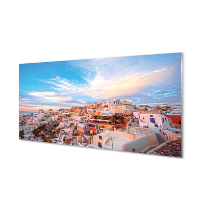 Paneles de vidrio Grecia panorama de la puesta del sol de la ciudad