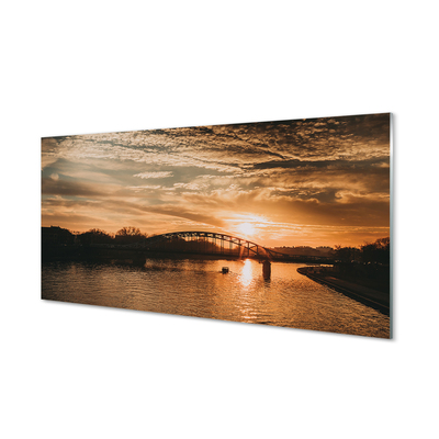 Paneles de vidrio Cracovia puente del río de la puesta del sol