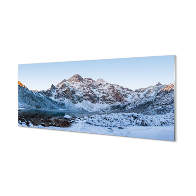 Paneles de vidrio Lago de invierno de la montaña