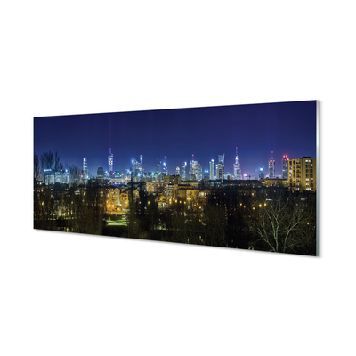 Paneles de vidrio Panorama de la noche de varsovia