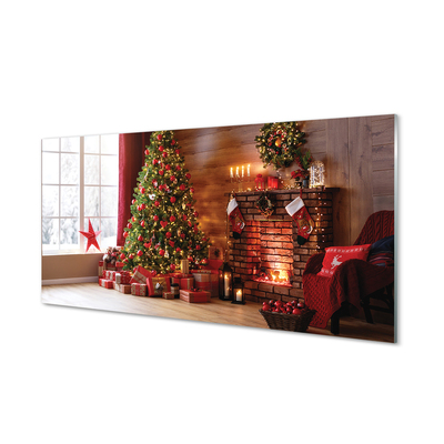 Paneles de vidrio Chimenea de la navidad decoración de los regalos del árbol