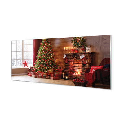 Paneles de vidrio Chimenea de la navidad decoración de los regalos del árbol