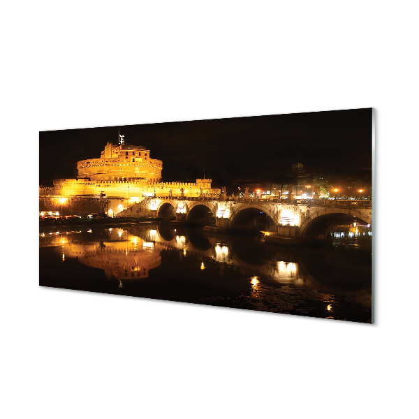 Paneles de vidrio Roma río de puente noche