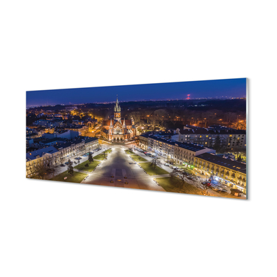 Paneles de vidrio Panorama de la noche de la iglesia de cracovia