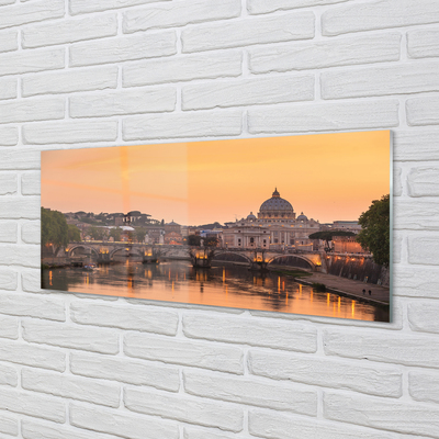 Paneles de vidrio Roma río sunset puentes de edificios