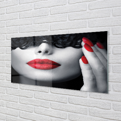 Paneles de vidrio Mujer de labios rojos