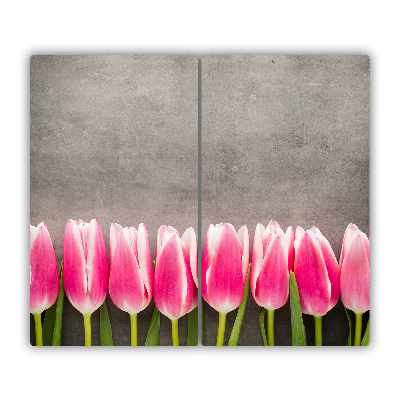Tabla de cortar de vidrio Tulipanes de color rosa