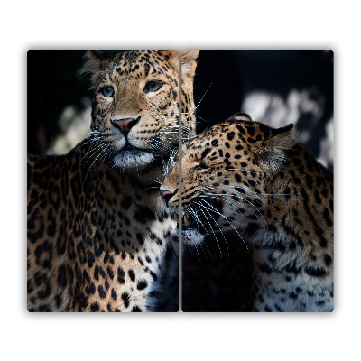 Tabla de cortar de vidrio Dos leopardos