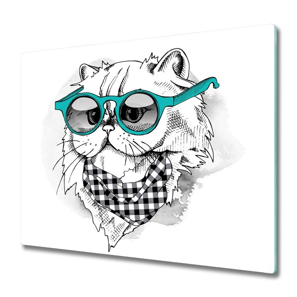 Tabla de cortar de vidrio Gato con gafas