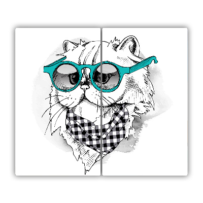 Tabla de cortar de vidrio Gato con gafas