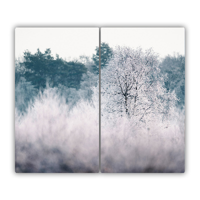 Tabla de cortar de vidrio Árboles en invierno