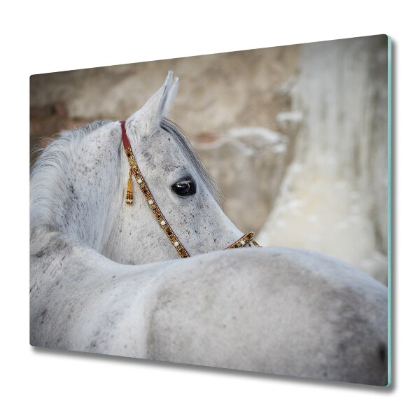 Tabla de cortar de vidrio Caballo blanco árabe