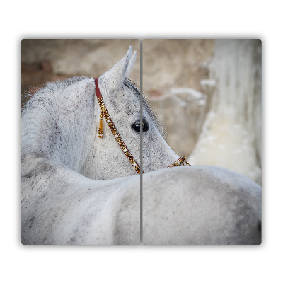 Tabla de cortar de vidrio Caballo blanco árabe