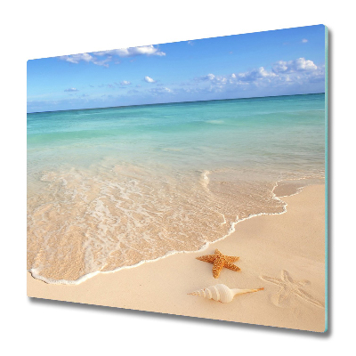 Tabla de cortar de vidrio Estrella de mar en la playa