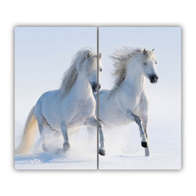 Tabla de cortar de vidrio Dos caballos en la nieve