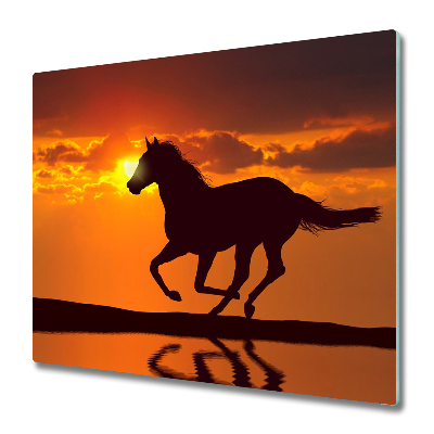 Tabla de cortar de vidrio Caballo y puesta del sol