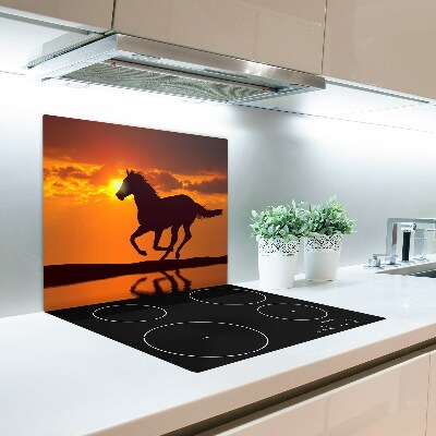 Tabla de cortar de vidrio Caballo y puesta del sol
