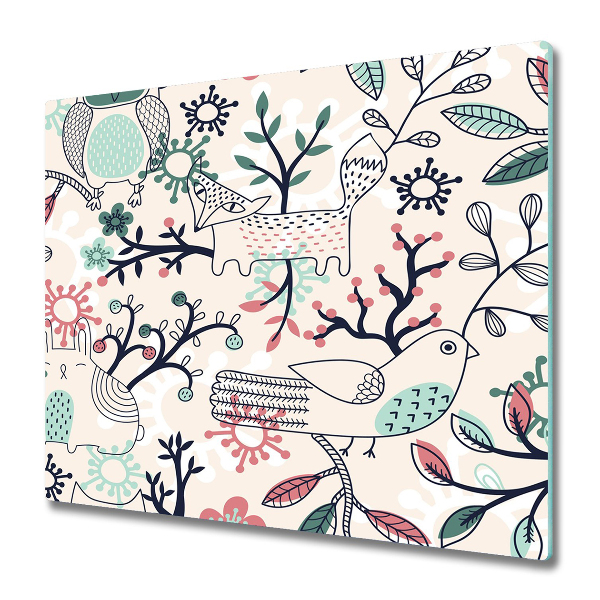 Tabla de cortar de vidrio Animales y flores
