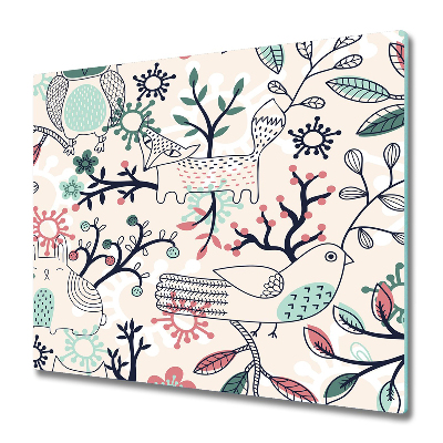 Tabla de cortar de vidrio Animales y flores