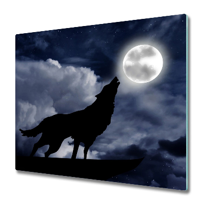 Tabla de cortar de vidrio Lobo aullando luna llena