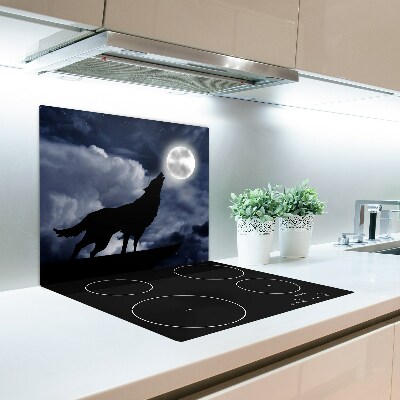 Tabla de cortar de vidrio Lobo aullando luna llena