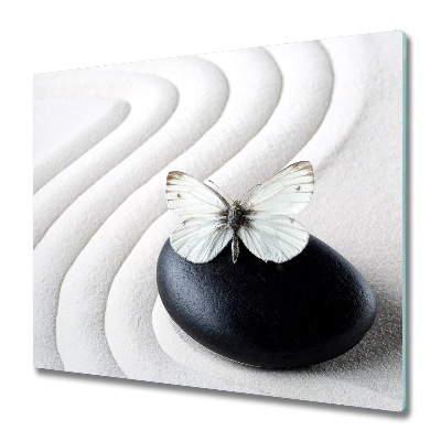 Tabla de cortar de vidrio Piedra zen y mariposa
