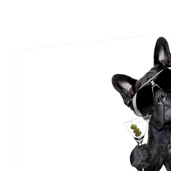 Tabla de cortar de vidrio Perro con martini