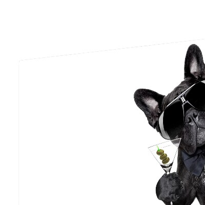 Tabla de cortar de vidrio Perro con martini
