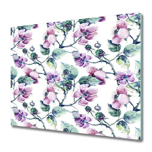 Tabla de cortar de vidrio Flores de mora