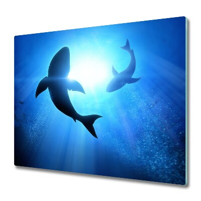 Tabla de cortar de vidrio Dos tiburones