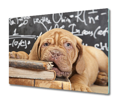 Tabla de cortar de vidrio Perro mordiendo un libro