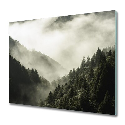 De vidrio templado Niebla por encima del bosque