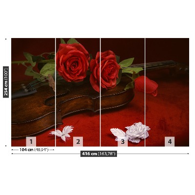 Fotomural Violín rosas