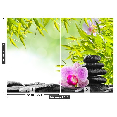 Fotomural Bambú y orquídea