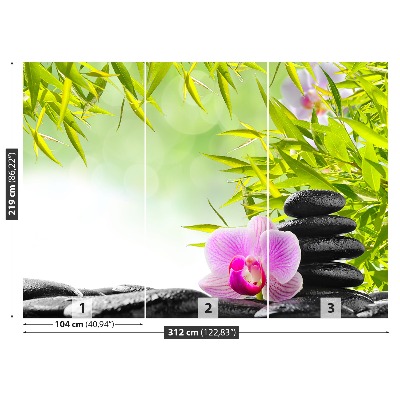 Fotomural Bambú y orquídea