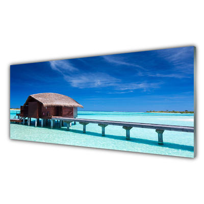 Cuadro de cristal acrílico Mar playa casa arquitectura