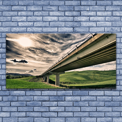 Cuadro de cristal acrílico Autopista puente valle