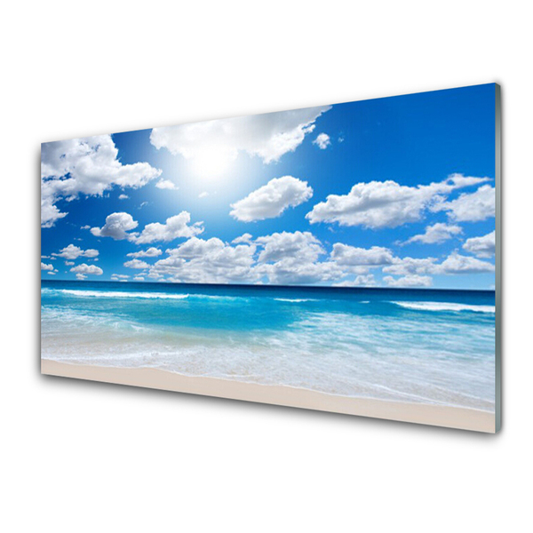 Cuadro de cristal acrílico Mar playa nubes paisaje