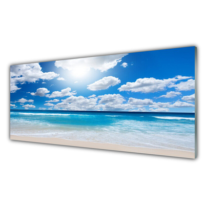 Cuadro de cristal acrílico Mar playa nubes paisaje