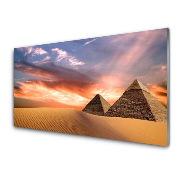 Cuadro de cristal acrílico Desierto pirámides para la pared
