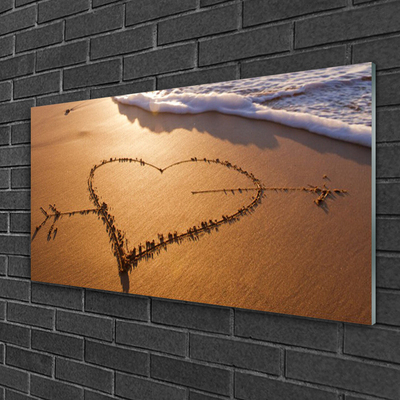 Cuadro de acrílico Playa corazón mar arte