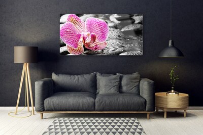 Cuadro de acrílico Flor piedras orquídea