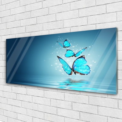 Cuadro en plexiglás Azul mariposas agua arte